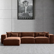 Ripple Furniture L-Shape Modern Style Luxury Home Couch, Right, Dark Brown