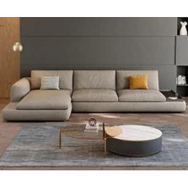 Ripple Furniture L Shape Living Room Sofa Set Nordic Modern Design Couch (Left) (Right), Cream