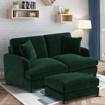 Ripple Furniture Sedona 2 Seater Velvet Sofa Set with Ottoman, Green