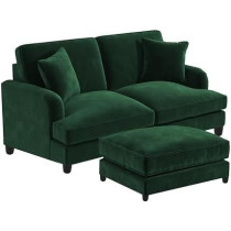 Ripple Furniture Sedona 2 Seater Velvet Sofa Set with Ottoman, Green