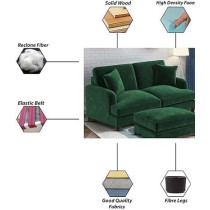 Ripple Furniture Sedona 2 Seater Velvet Sofa Set with Ottoman, Green