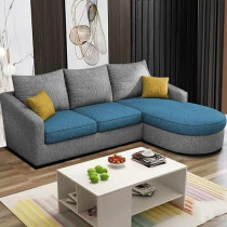 Raj Furniture EleganceEdge 4-Seater Sofa Set for Living Room, Turquise Grey
