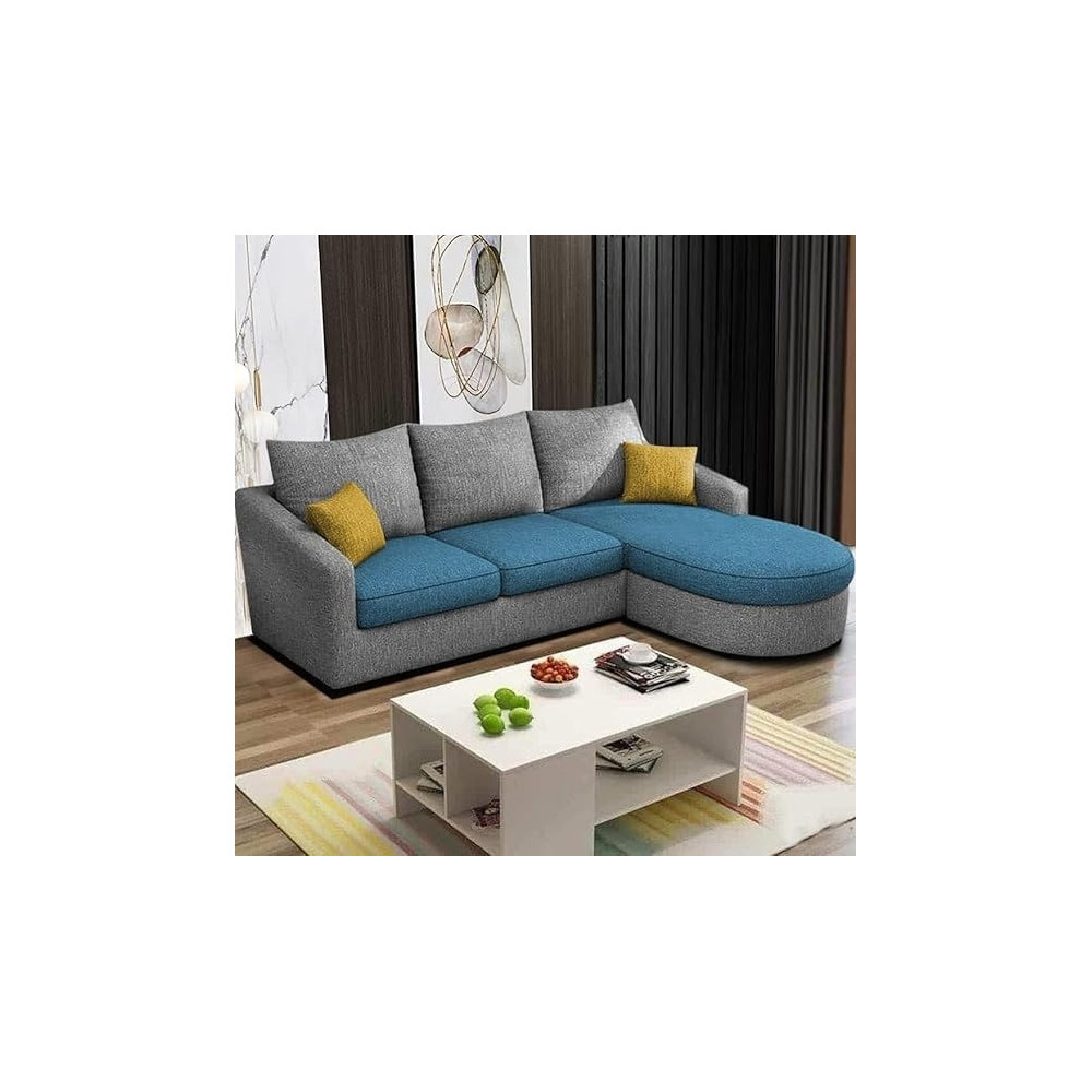 Raj Furniture EleganceEdge 4-Seater Sofa Set for Living Room, Turquise Grey