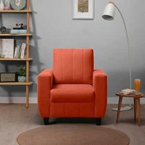 Raj Furniture Modern Fabric Sofa 1 Seater, Ember Orange