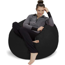 Raj Furniture Sofa Sack Plush, Ultra Soft Bean Bag Chair Memory Foam Bean Bag Chair With Microsuede Cover Stuffed Foam Filled Furniture and Accessories for Dorm Room Black 3