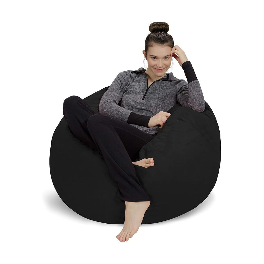 Raj Furniture Sofa Sack Plush, Ultra Soft Bean Bag Chair Memory Foam Bean Bag Chair With Microsuede Cover Stuffed Foam Filled Furniture and Accessories for Dorm Room Black 3