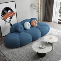 Ripple Furniture Contemporary Armless Sofa Wool Cloud Stylish Living Room Sofa, Dark Blue