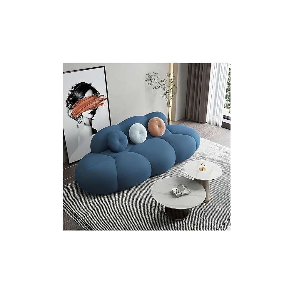 Ripple Furniture Contemporary Armless Sofa Wool Cloud Stylish Living Room Sofa, Dark Blue