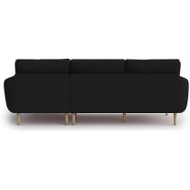Raj Furniture Royal Azure Elegance 4 Seater L-Shaped Living Room Sofa in Plush Velvet Fabric, RHS, Black Fabric