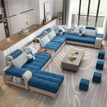 Raj Furniture Good Luck Foam Factory Living Room Sofa Set, Blue