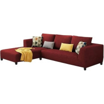 Raj Furniture 6 Seater L Shape Sofa Set For Living Room, Maroon Fabric