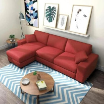 Raj Furniture 4 Seater L Shape Sofa Set For Living Room, Maroon Fabric (LHS)