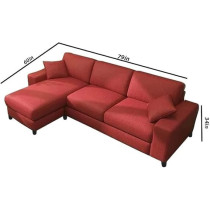 Raj Furniture 4 Seater L Shape Sofa Set For Living Room, Maroon Fabric (LHS)