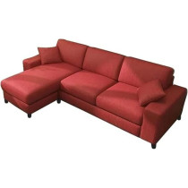 Raj Furniture 4 Seater L Shape Sofa Set For Living Room, Maroon Fabric (LHS)