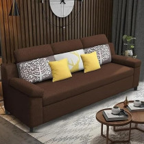 Raj Furniture Luxury 3 Seater Sofa For Living Room In Premium Fabric, Brown