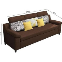 Raj Furniture Luxury 3 Seater Sofa For Living Room In Premium Fabric, Brown