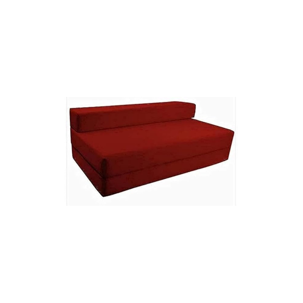 Raj Furniture Zena Black Stallion 2-Seater Fold Out Z Sofa Cum Bed Double, Maroon