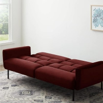Raj Furniture Three Seater Wooden Sofa Cum Bed for Living Room, Red