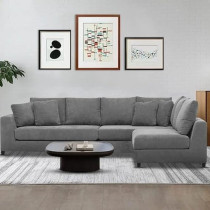 Raj Furniture RHS 7 Seater Sofa For Living Room in Premium, Grey Fabric