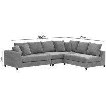 Raj Furniture RHS 7 Seater Sofa For Living Room in Premium, Grey Fabric
