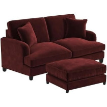 Ripple Furniture Sedona 2 Seater Velvet Sofa Set With Ottoman, Maroon