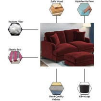 Ripple Furniture Sedona 2 Seater Velvet Sofa Set With Ottoman, Maroon