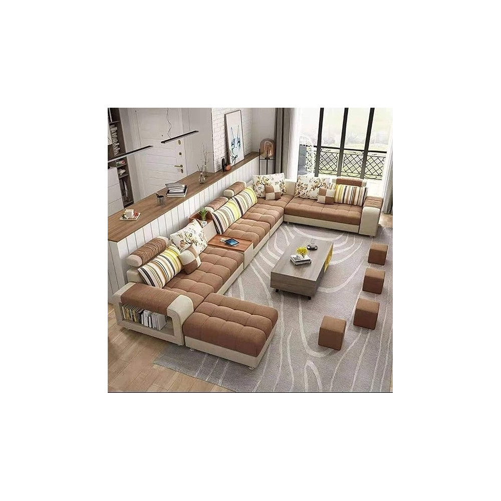 Raj Furniture Good Luck Foam Factory Living Room Sofa Set, Brown