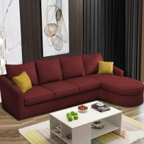 Raj Furniture Sumptuous Serenity The Round Lounger L-Shape 6 Seater Sofa Set for Your Living Room (RHS), Maroon