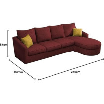 Raj Furniture Sumptuous Serenity The Round Lounger L-Shape 6 Seater Sofa Set for Your Living Room (RHS), Maroon