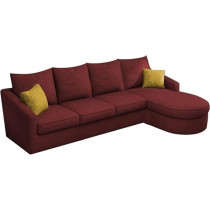 Raj Furniture Sumptuous Serenity The Round Lounger L-Shape 6 Seater Sofa Set for Your Living Room (RHS), Maroon