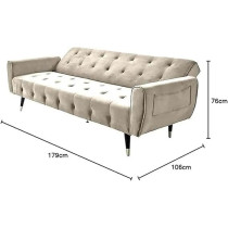 Raj Furniture 2 in 1 Upholstered Flip Sofa Bed, Light Biege