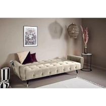 Raj Furniture 2 in 1 Upholstered Flip Sofa Bed, Light Biege