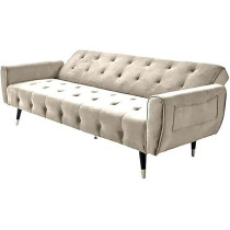 Raj Furniture 2 in 1 Upholstered Flip Sofa Bed, Light Biege