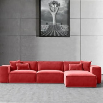 Ripple Furniture L-Shape Modern Style Luxury Home Couch Left, Red
