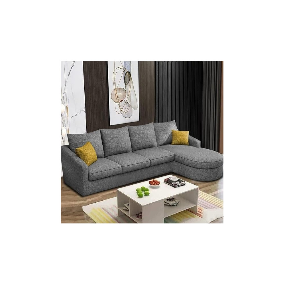 Raj Furniture Sumptuous Serenity The Round Lounger L-Shape 6 Seater Sofa Set For Your Living Room (RHS), Grey