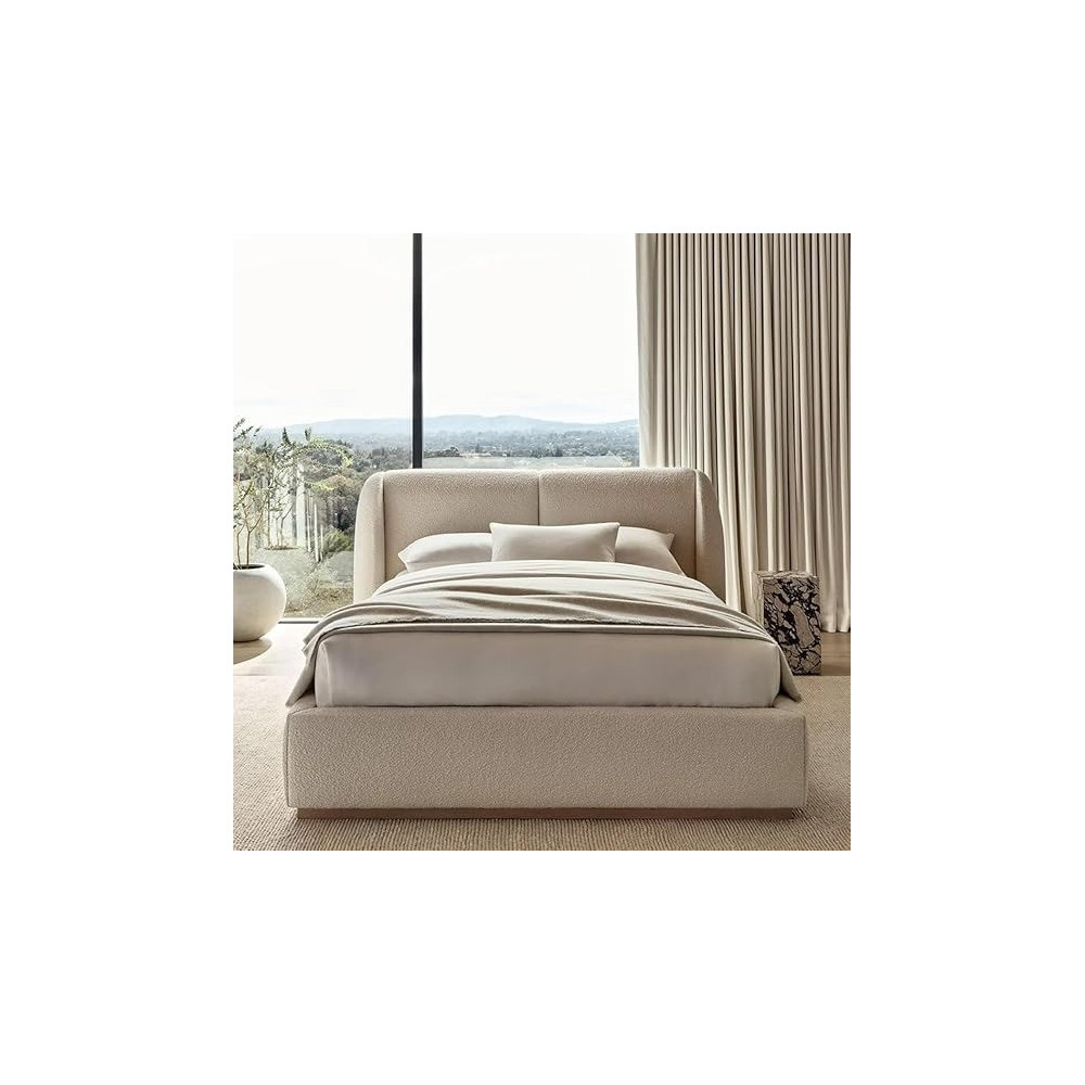 Raj Furniture The Smith Bed In Buckle Fabric 45 x 50 x 100 Cm Beige FOS-FUAE-1145-1M