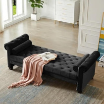 Raj Furniture Britine Upholstered Settee Chaise Lounge 210 x 80 x 70 Cm, Black