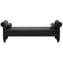 Raj Furniture Britine Upholstered Settee Chaise Lounge 210 x 80 x 70 Cm, Black