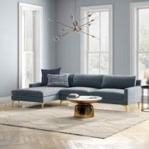 Raj Furniture Taliah Sectional Sofa With Chaise 75 x 300 x 160 Cm, Dusty Blue