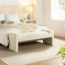 Ripple Furniture Modern Design Chaise Bench Footstool, Cream