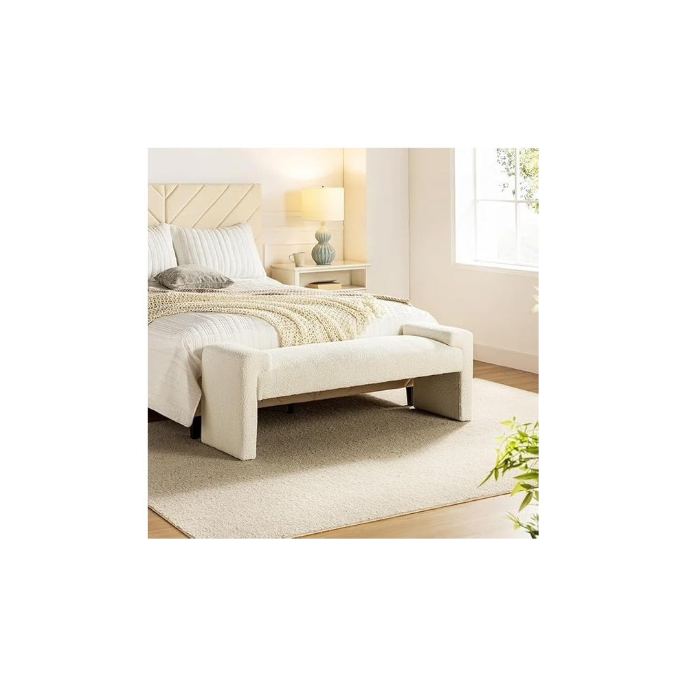 Ripple Furniture Modern Design Chaise Bench Footstool, Cream