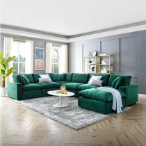 Raj Furniture Commix Softer Microfiber Filling Overstuffed Performance 7Piece Sectional Sofa 300 x 400 x 90 Cm, Green