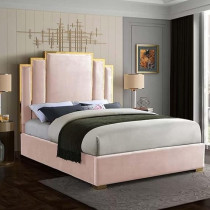 Raj Furniture Harlen Velvet Bed Frame 45 x 50 x 100 Cm, Pink