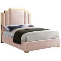 Raj Furniture Harlen Velvet Bed Frame 45 x 50 x 100 Cm, Pink