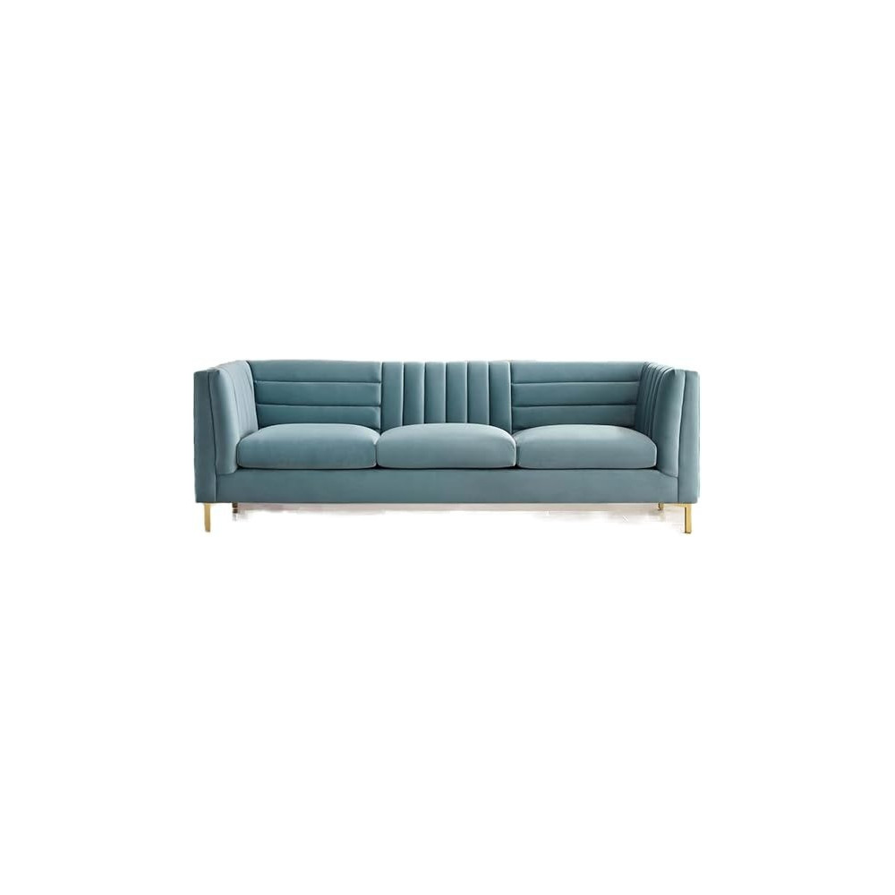 Raj Furniture Addlon Channel Tufted Teal Velvet Sofa 230 x 85 x 76 Cm, FOS-FUAE-1370-1M