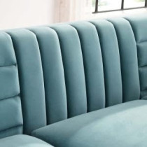 Raj Furniture Addlon Channel Tufted Teal Velvet Sofa 230 x 85 x 76 Cm, FOS-FUAE-1370-1M