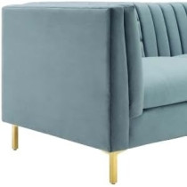 Raj Furniture Addlon Channel Tufted Teal Velvet Sofa 230 x 85 x 76 Cm, FOS-FUAE-1370-1M