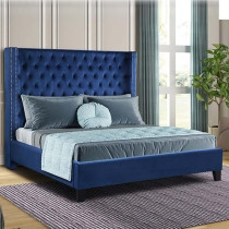 Raj Furniture Purkey Upholstered Bed Frame 0 x 150 Cm, Blue