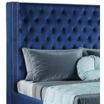 Raj Furniture Purkey Upholstered Bed Frame 0 x 150 Cm, Blue