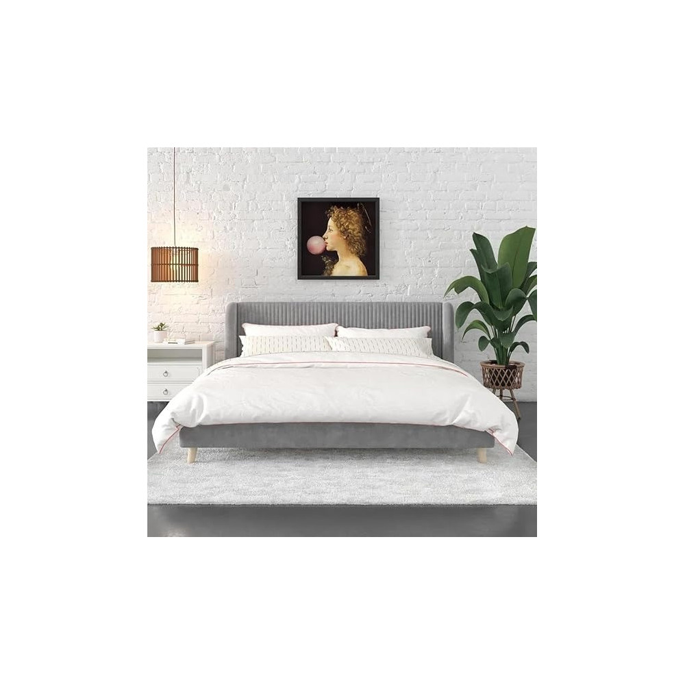 Raj Furniture Holly Upholstered Platform Bed 45 x 50 x 100 Cm, Grey